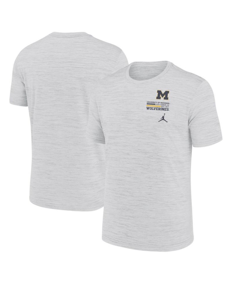 Men's White Michigan Wolverines Velocity Stacked Performance T-Shirt