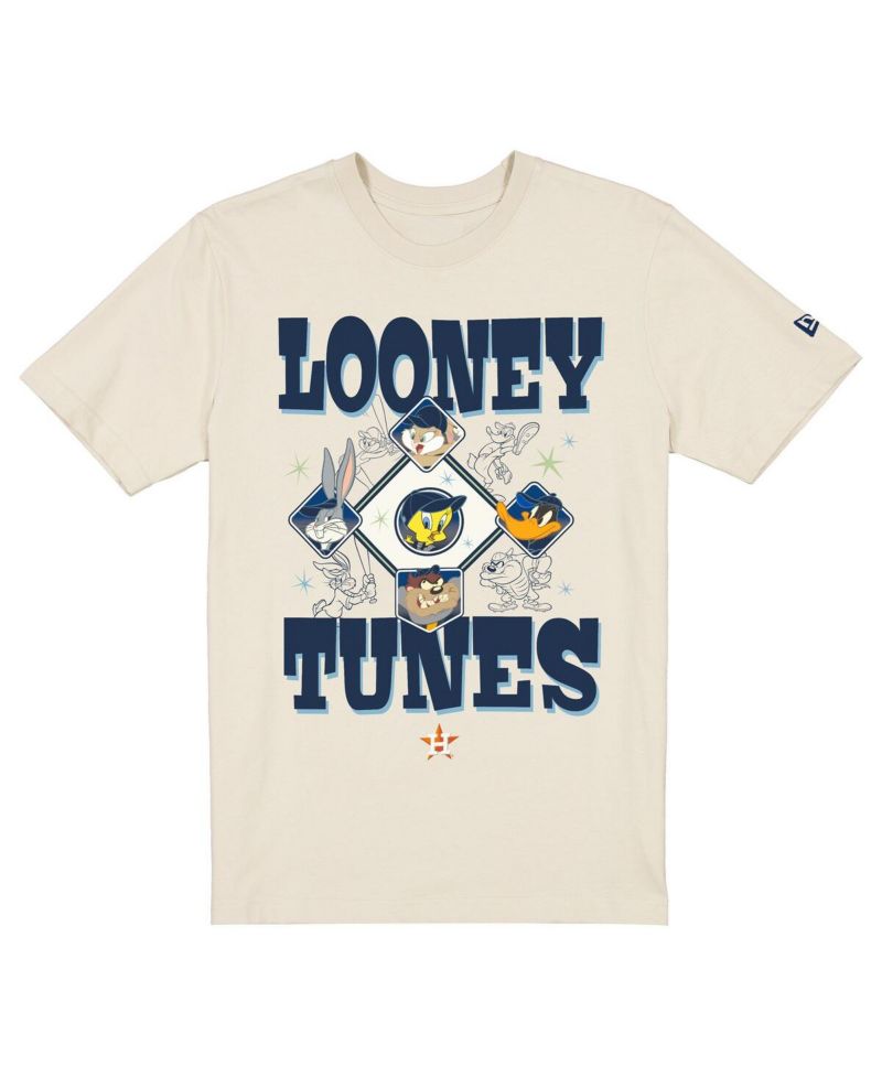 Men's and Women's Cream Houston Astros Looney Tunes T-Shirt
