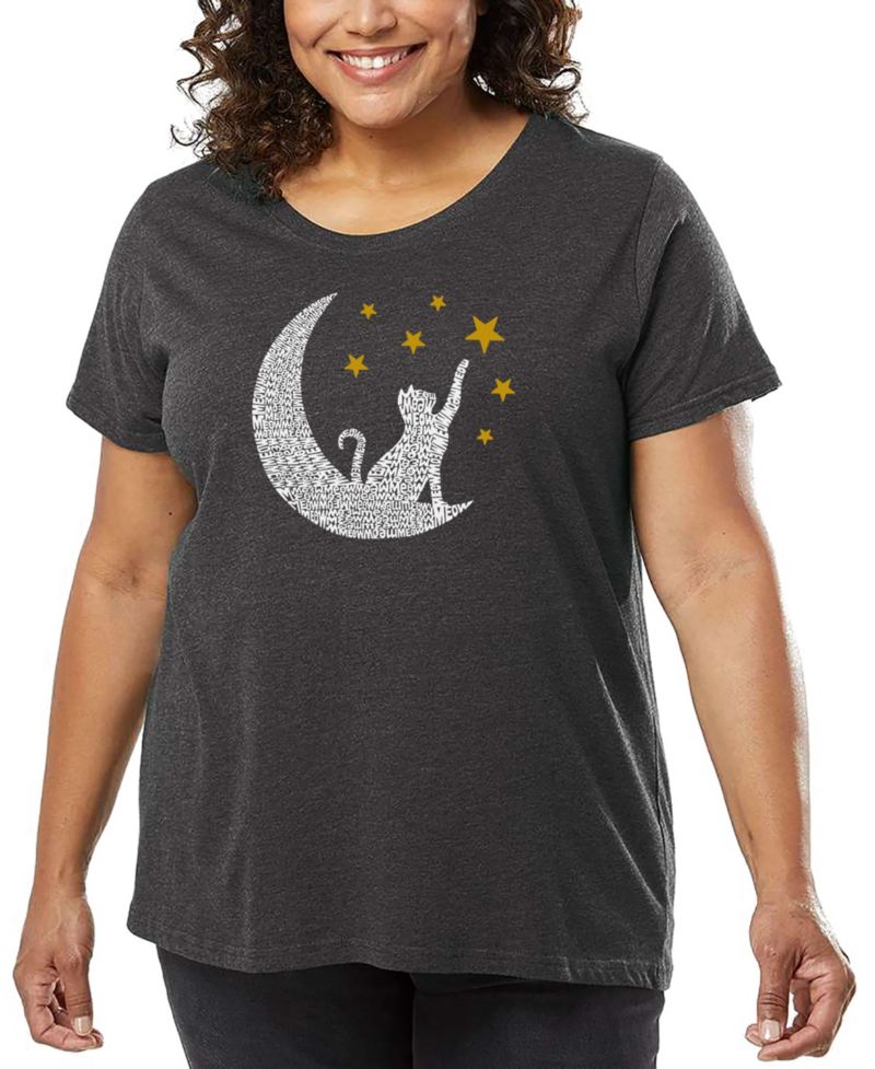 Plus Size Cat Moon Art T-Shirt