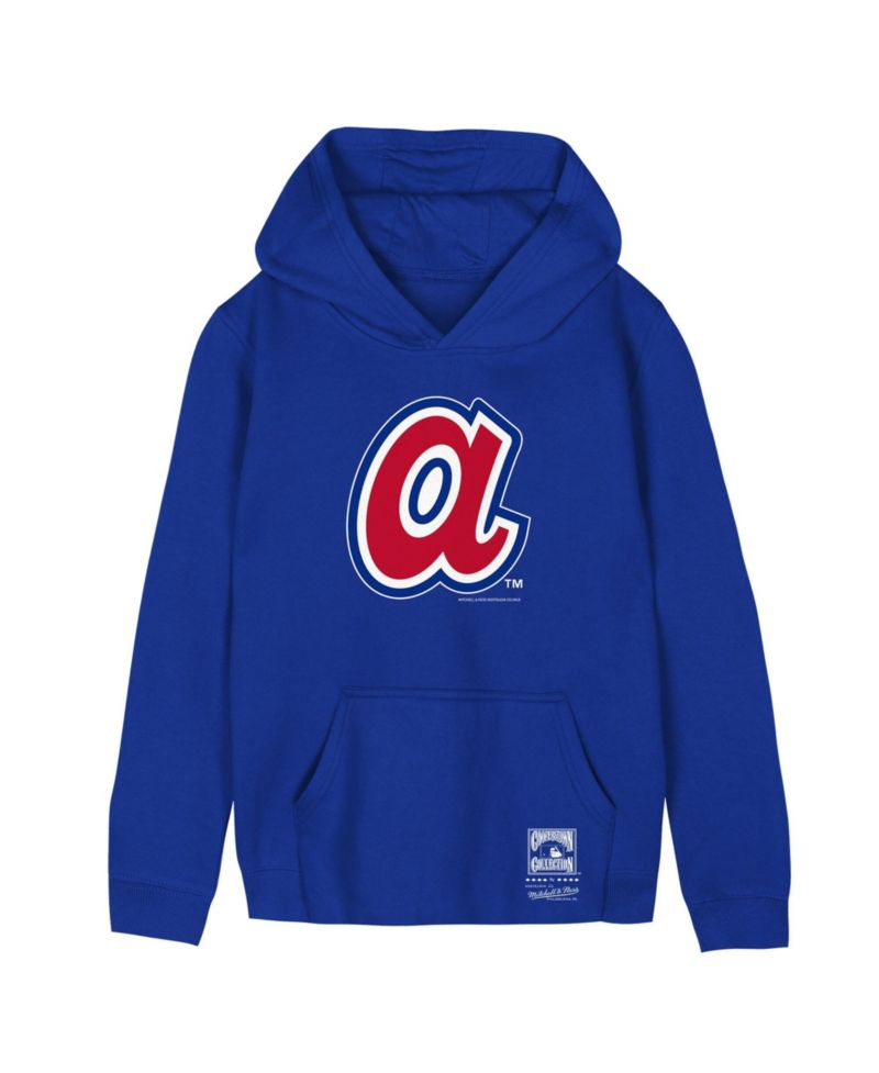 Big Boys and Girls Royal Atlanta Braves Retro Logo Hoodie