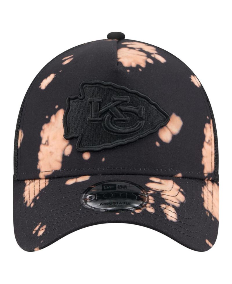 Men's Black Kansas City Chiefs Bleached 9FORTY A-Frame Adjustable Hat