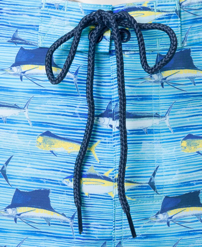 Men's Scribble Fish Drawstring 7" Surf Shorts