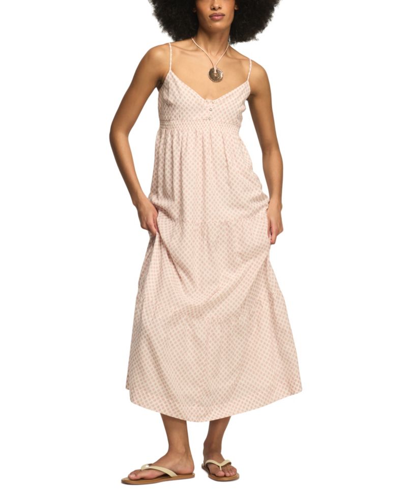 Women's Printed Ruched Waist Midi Dress