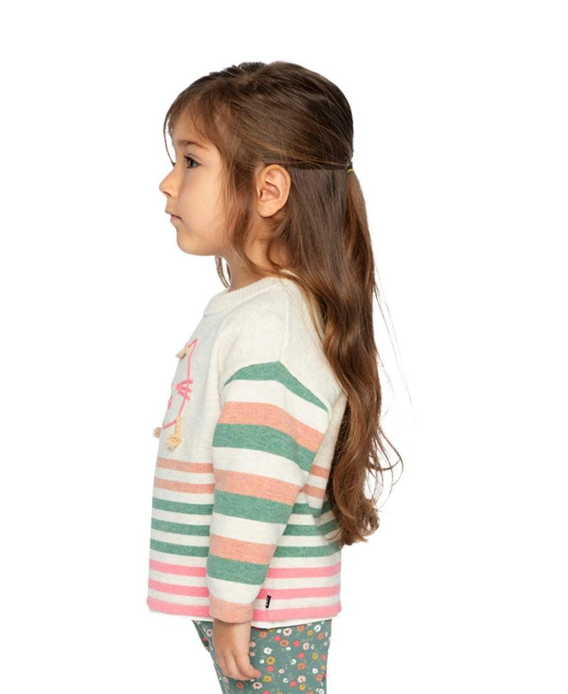 Little and Big Girl 6-8 Years Knitted Stripe Sweater