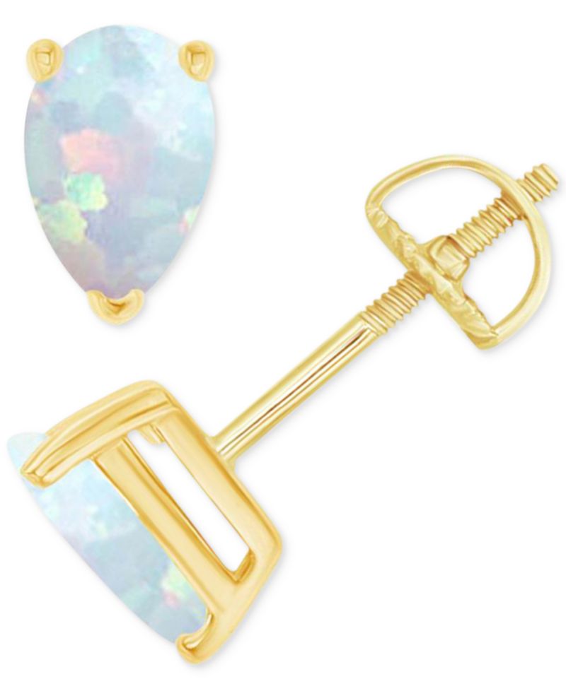 Lab-Grown Opal Pear-Shape Screw Back Stud Earrings (5/8 ct. t.w.)