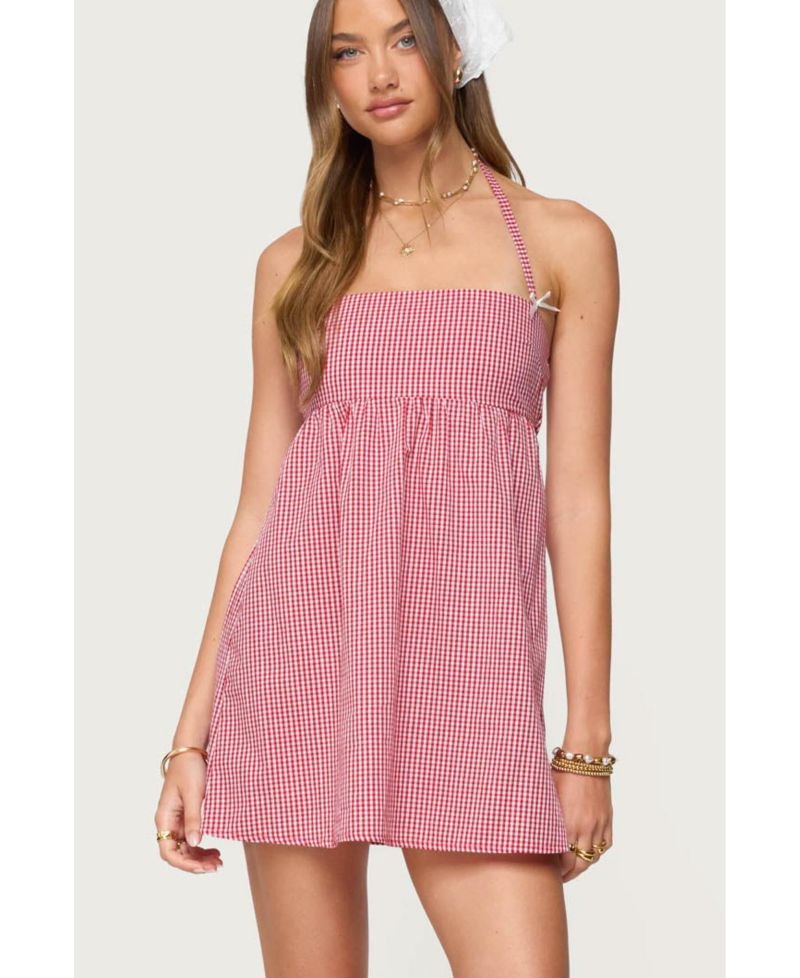 Women's Rina Gingham Halter Mini Dress