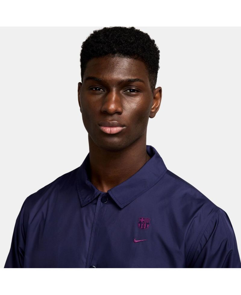 Men's Navy Barcelona Club Coaches Full-Snap Jacket
