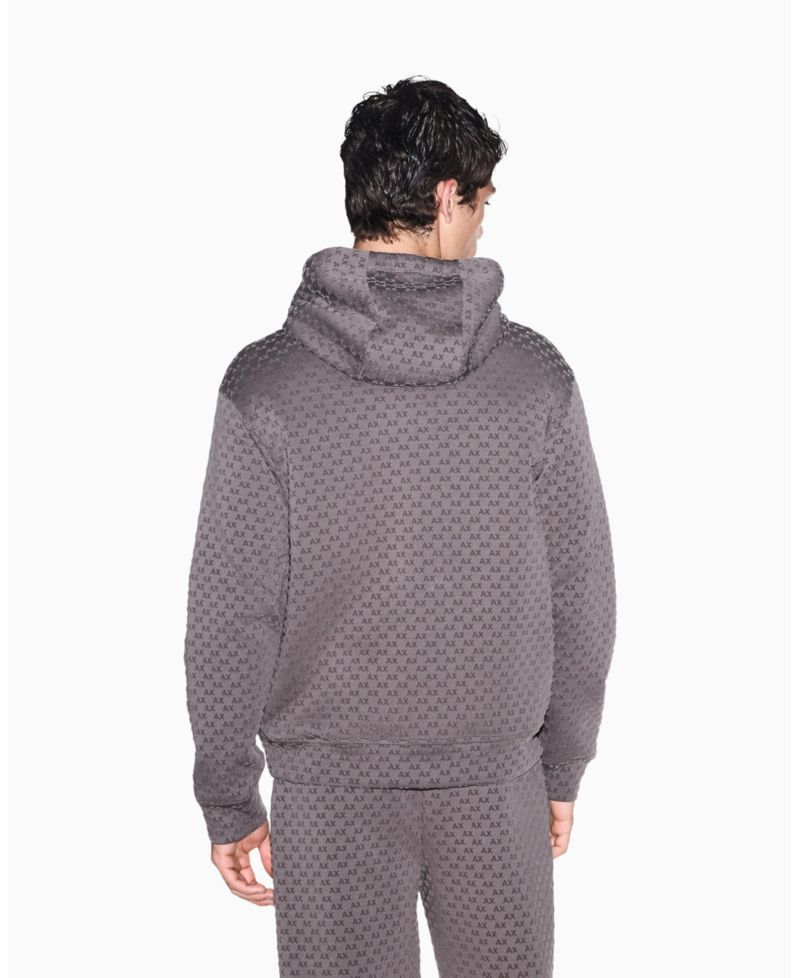 Men's Bonded Cotton Flocked All Over Logo Hoodie Sweatshirt