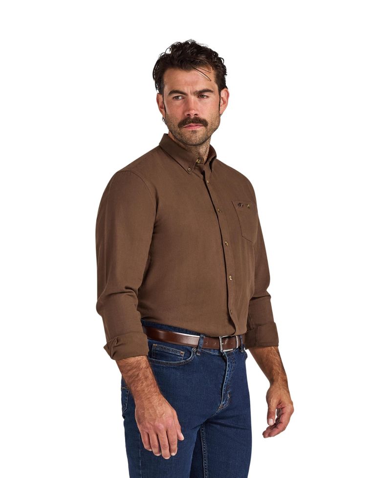 Men's Big & Tall Long Sleeve Brushed-Herringbone Shirt