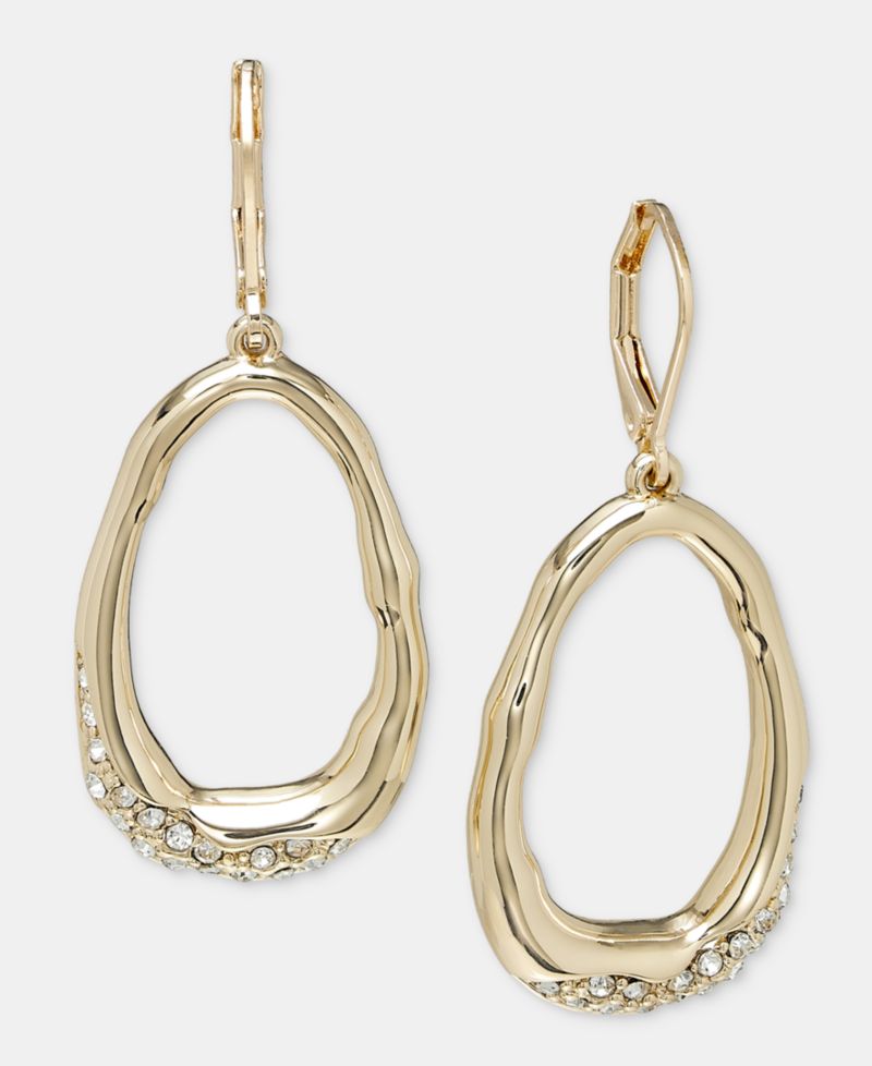 Glass Crystal Oval Drop Earrings