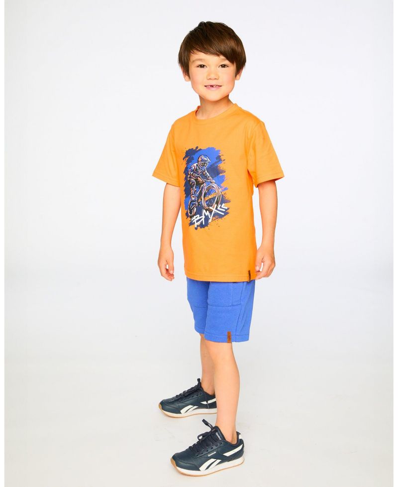 Toddler Boys Cotton Jersey T-Shirt with Bmx Print Orange - Toddler|Child