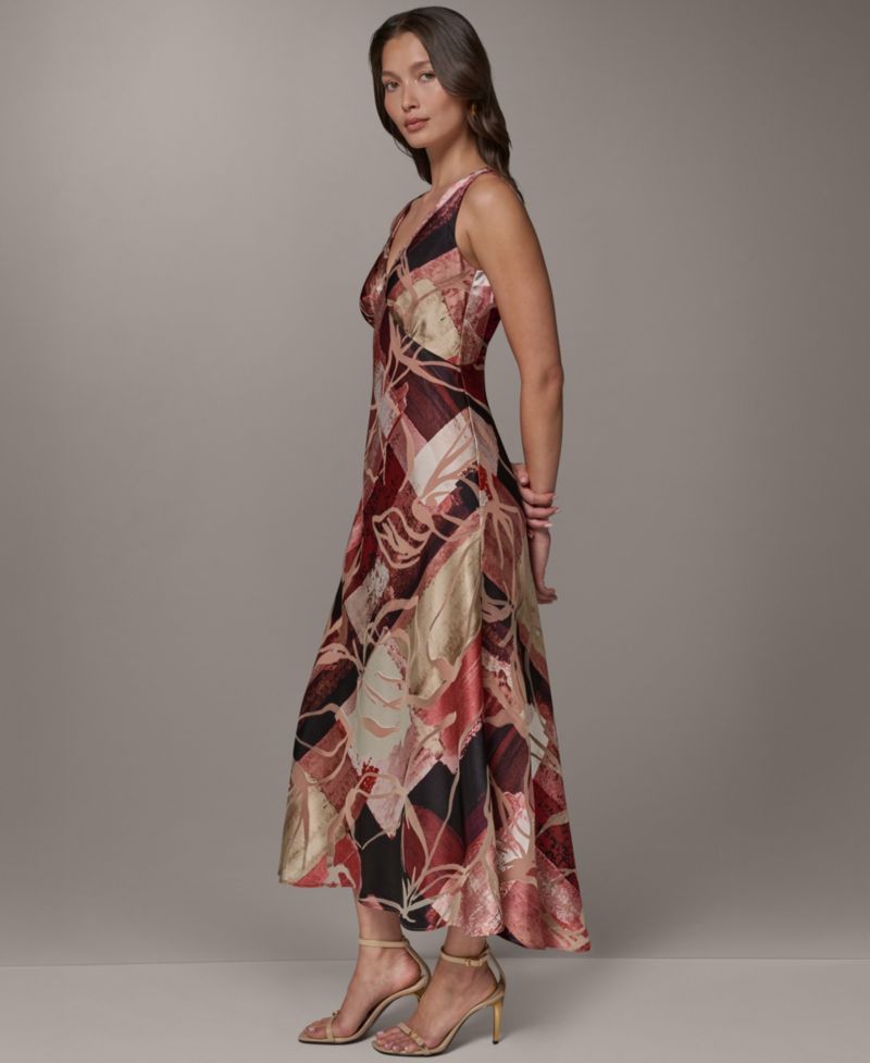 Women's Sleeveless Velvet Burnout Midi Slip Dress