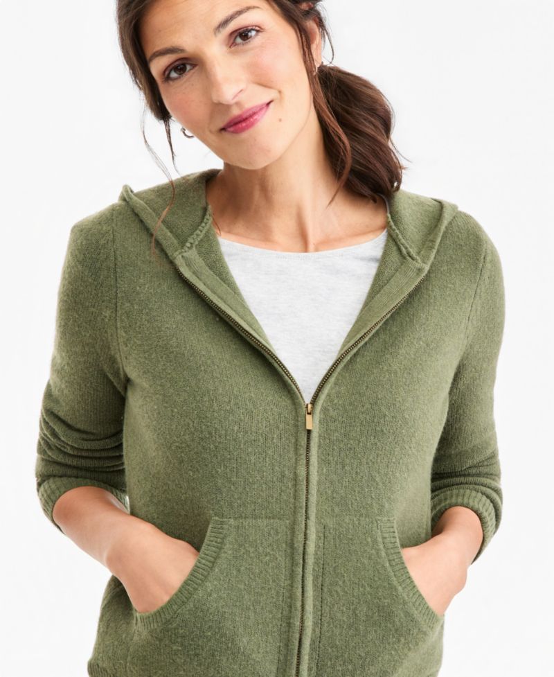 Petite Luxsoft Full-Zip Hoodie Sweater,