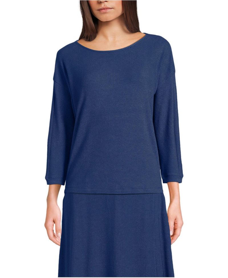 Women's 3/4 Sleeve Cozy Rib Dolman Top