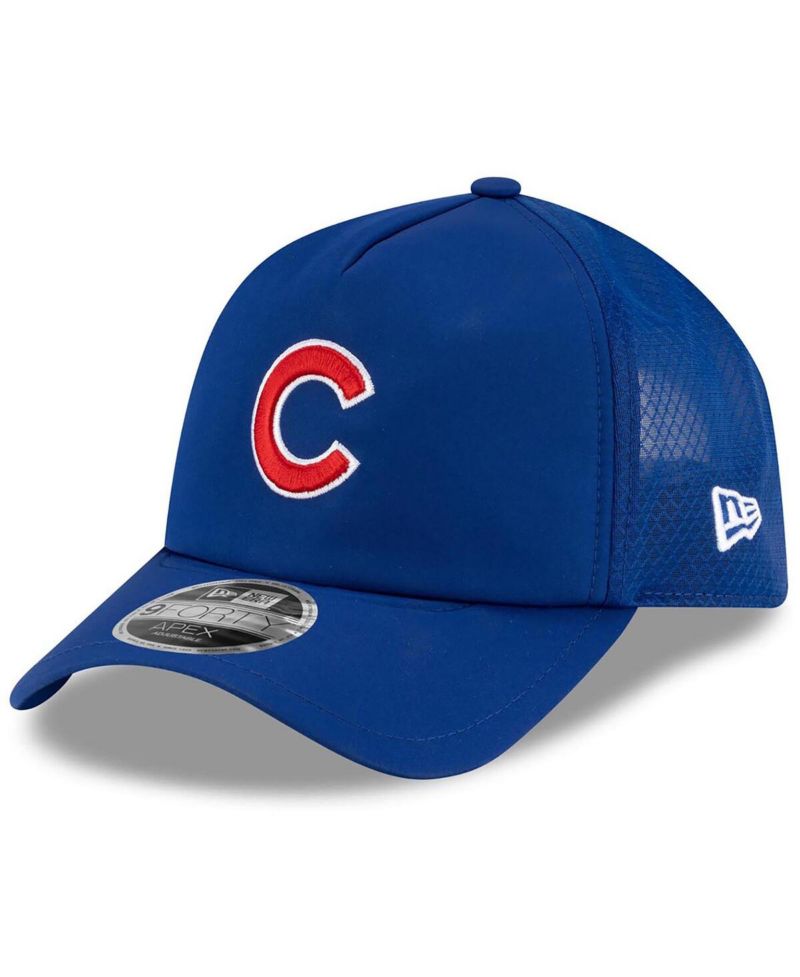 Men's Royal Chicago Cubs 2026 Batting Practice Apex 9FORTY Adjustable Trucker Hat