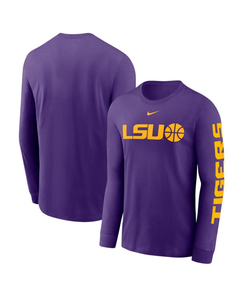 Men's Purple LSU Tigers Basketball Icon Two-Hit Long Sleeve T-Shirt