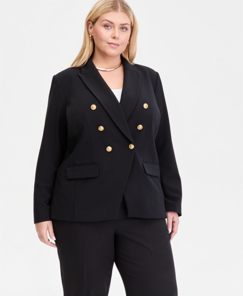 Plus Size Faux Double-Breasted Blazer