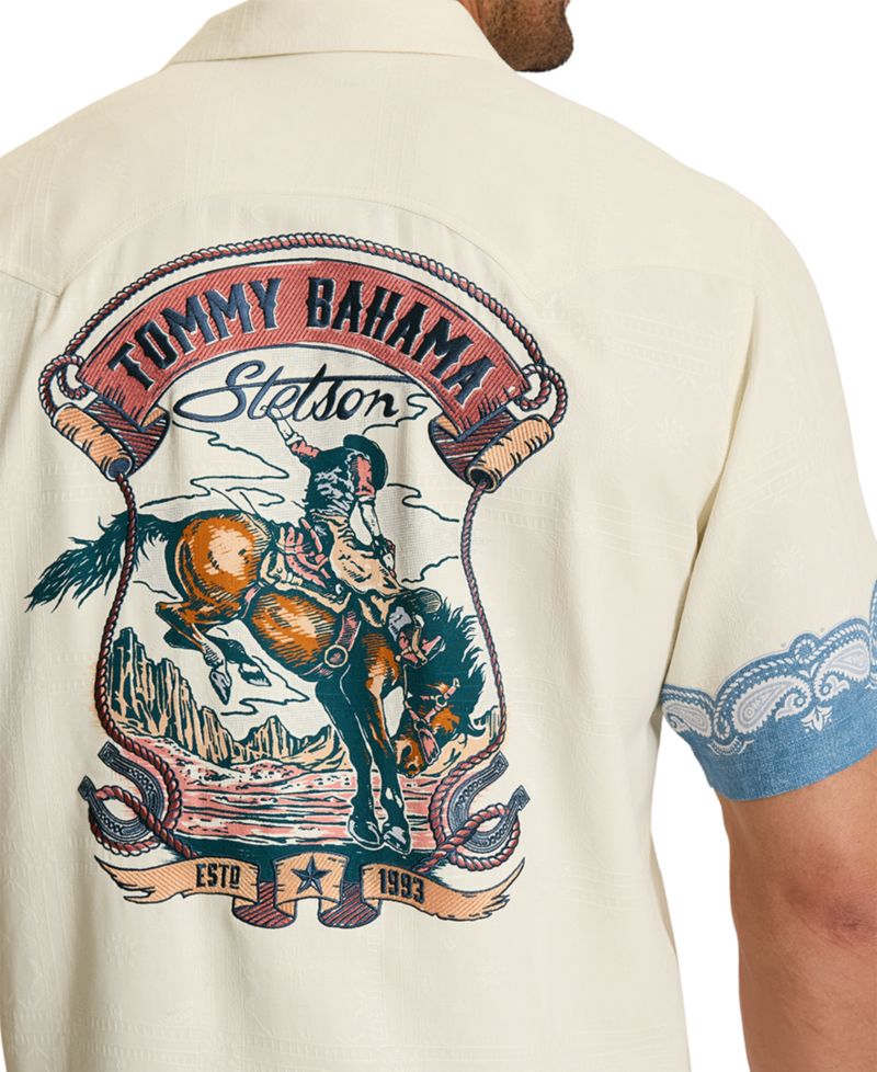 Men's Life of the Rodeo Western Short-Sleeve Bungalow Collar Silk Shirt