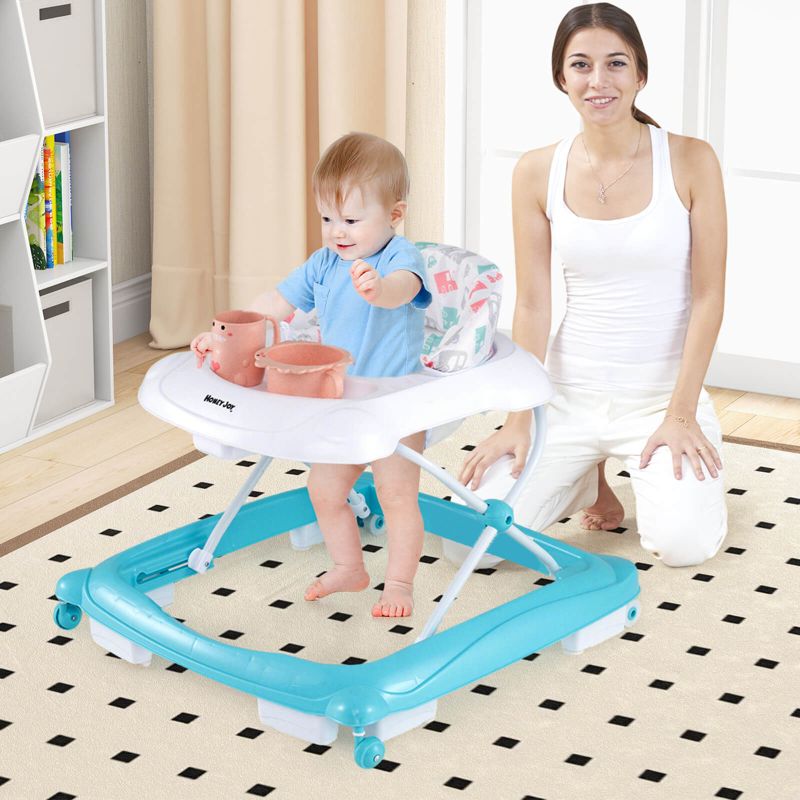 Foldable Baby Walker with 3 Adjustable Heights Comfy Padded Seat