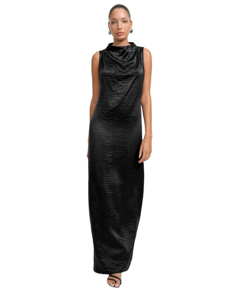 Women's Senna High-Neck Sleeveless Draped Floor-Length Evening Gown
