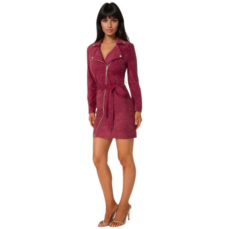 Women's Faux Suede Moto Dress