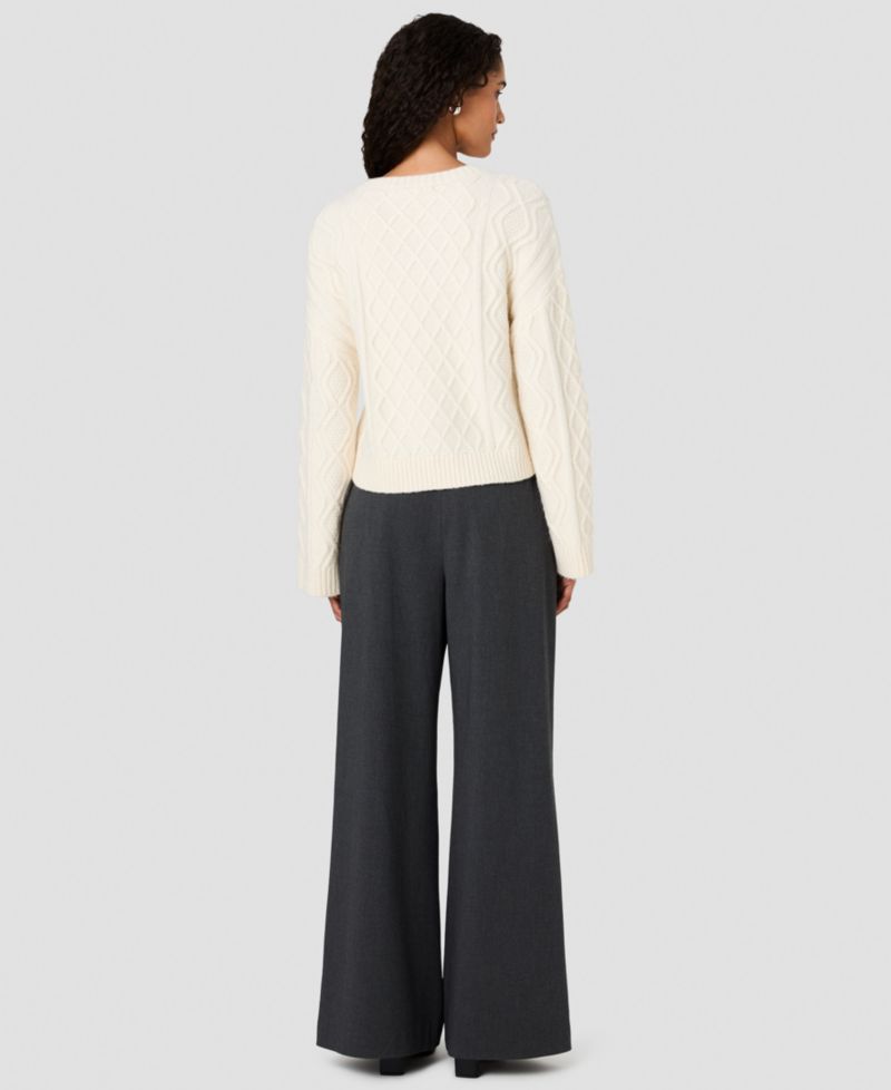 Women's Wesley Cable-Knit Crewneck Pullover Sweater