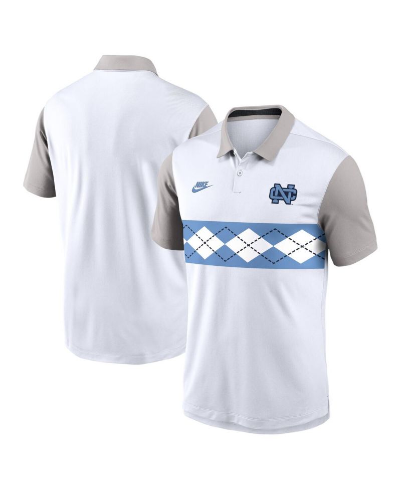Men's White/Gray North Carolina Tar Heels Athletic Prep Legacy Logo Vapor Performance Polo Shirt