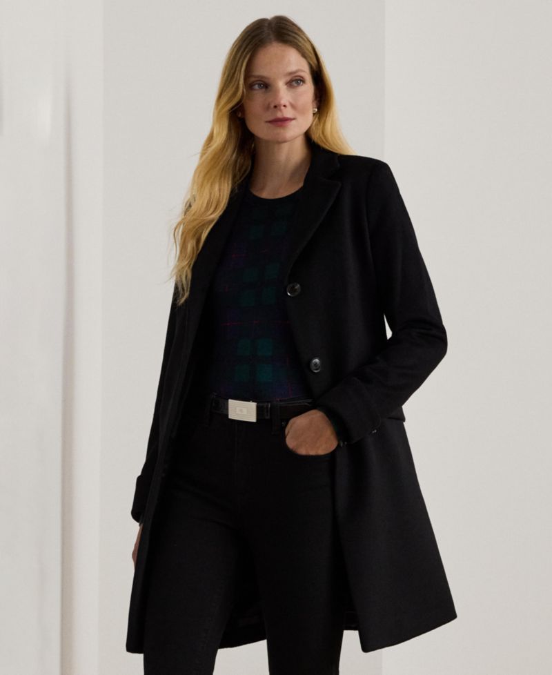 Petite Notched-Collar Walker Coat