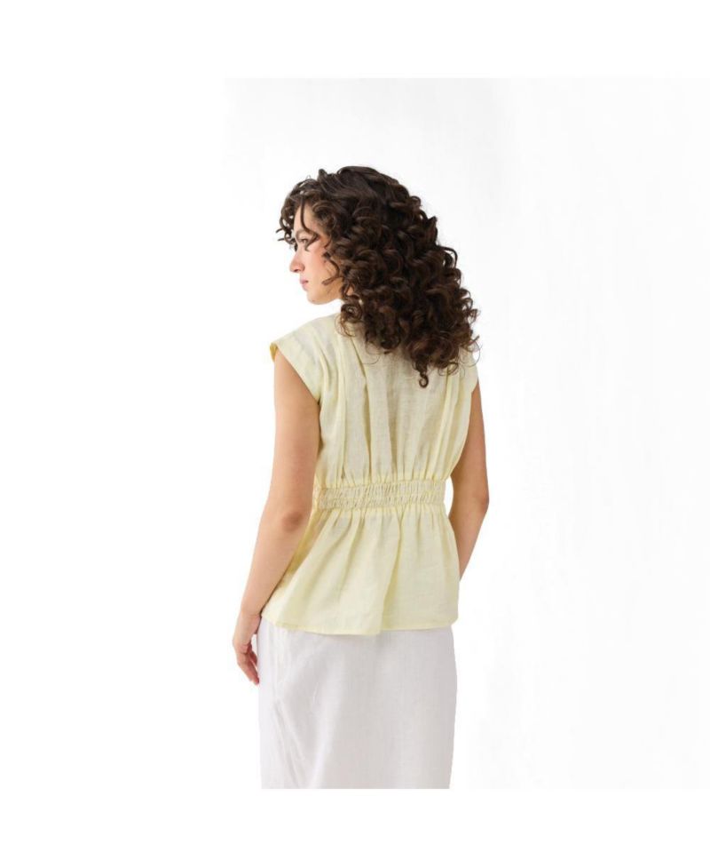 Women's V-neck Linen Overlap Top