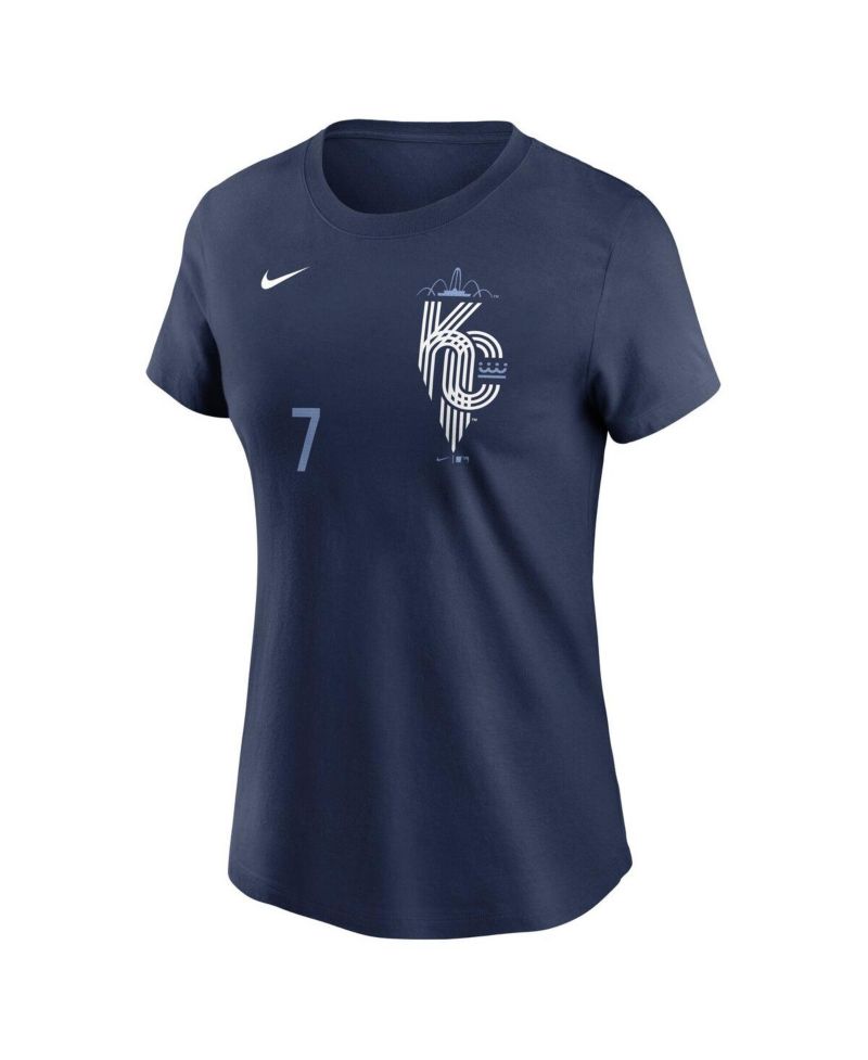 Women's Bobby Witt Jr. Navy Kansas City Royals City Connect Fuse Name & Number T-Shirt
