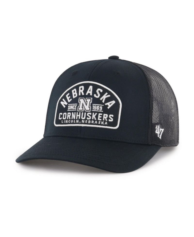 Men's '47 Black Nebraska Huskers Leland Trucker Adjustable Hat