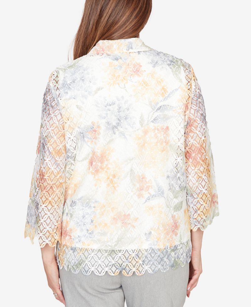 Women's Al Fresco Lace Floral Two-In-One Top with Necklace