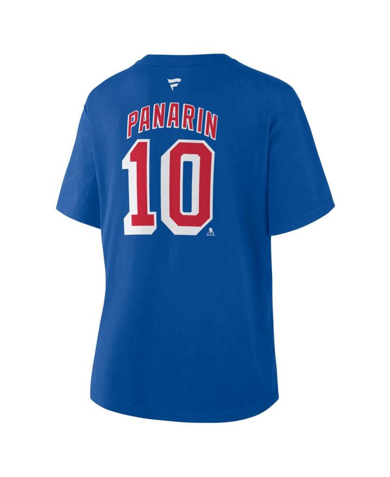 Women's Artemi Panarin Blue New York Rangers Authentic Stack Name & Number T-Shirt