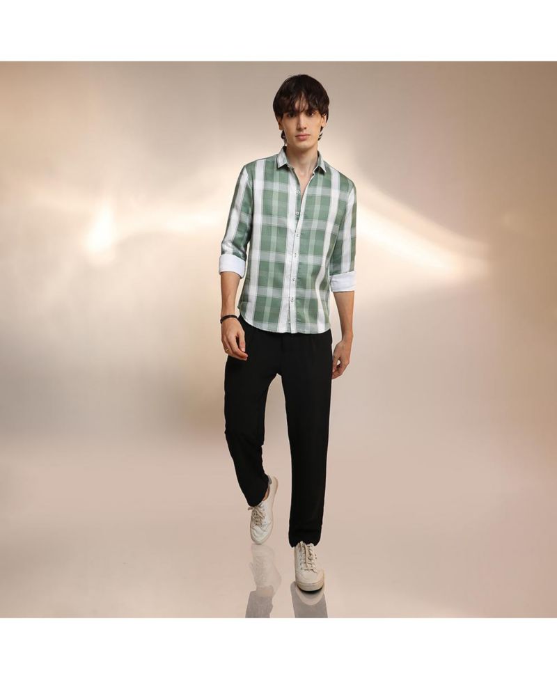 Men's Sage Green Tartan Plaid Shirt
