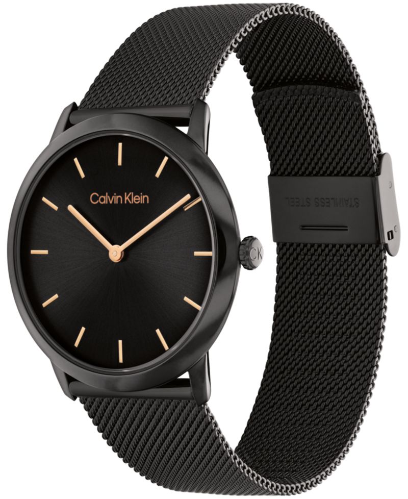 Women's Exceptional Black Stainless Steel Mesh Bracelet Watch 37mm