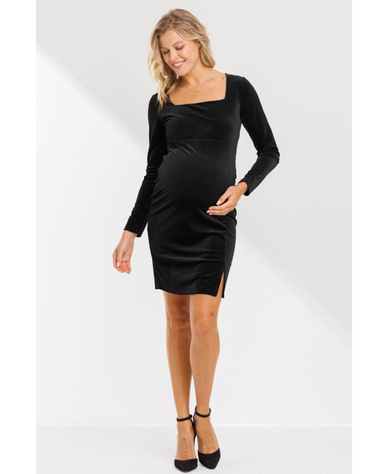 Women's Velvet Long Sleeve Square Neck Mini Dress