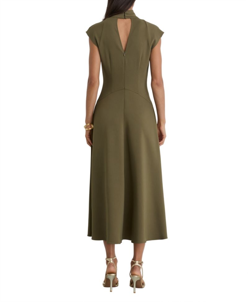Women's High-Neck A-Line Sleeveless Midi Dress