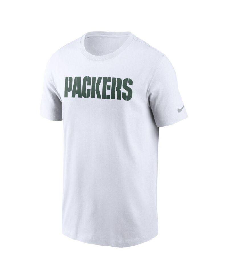 Men's White Green Bay Packers Primetime Wordmark Essential T-Shirt