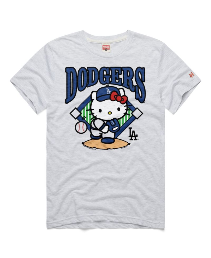 Men's and Women's Ash Los Angeles Dodgers Hello Kitty Tri-Blend T-Shirt
