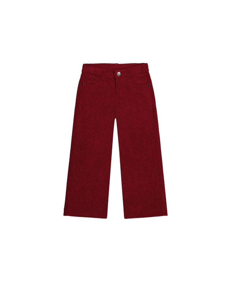 Little and Big Girl (6-14)Stretch Corduroy Wide Leg Pants Reddish