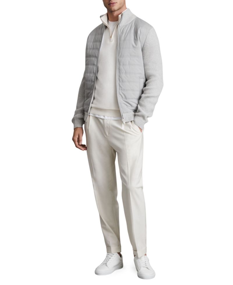 Men's Trainer Hybrid Quilt and Knit Funnel-Neck Jacket