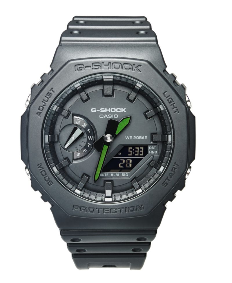 Men's Analog-Digital Black Resin Strap Watch 45.4mm