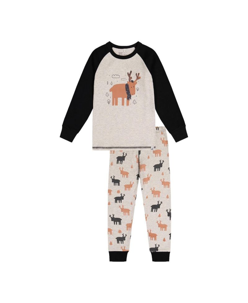 Little and Big Boy 6-12 Cotton Two Piece Pajama Set Elk Print