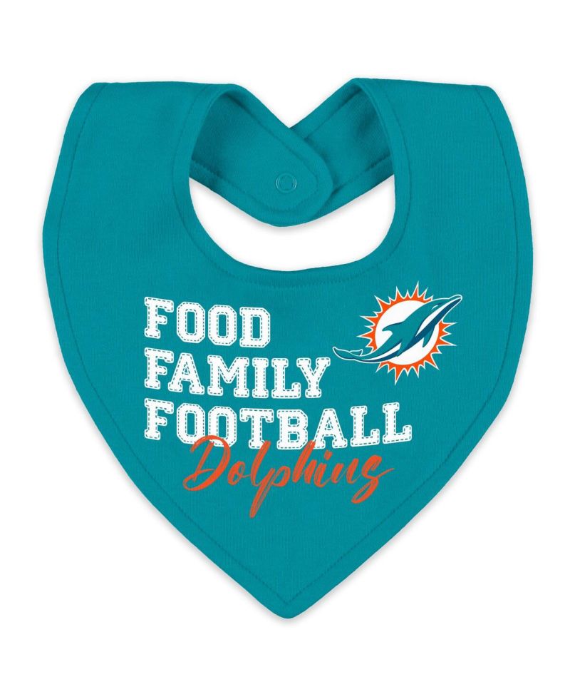 Baby Boys and Girls Newborn 2-Piece Miami Dolphins Sleep and Play Full-Zip Sleeper Bib Set