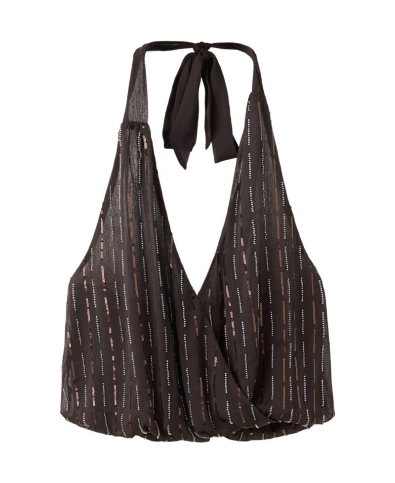 Women's Sequin and Crystal Halter Top