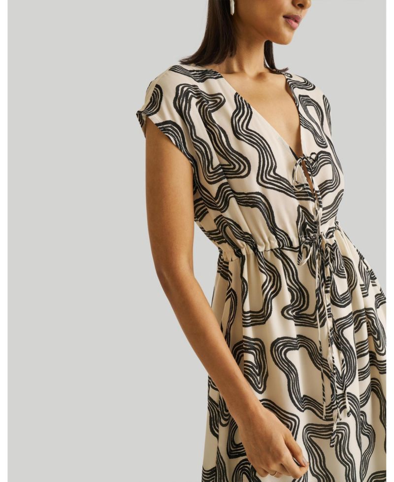 Women's Deep V-neck Gathered Dress