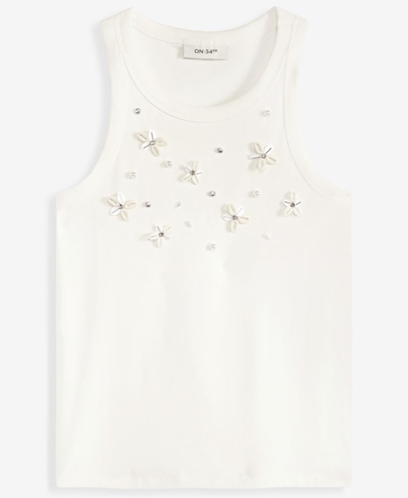 Women's Seashell-Embellished High-Neck Tank Top