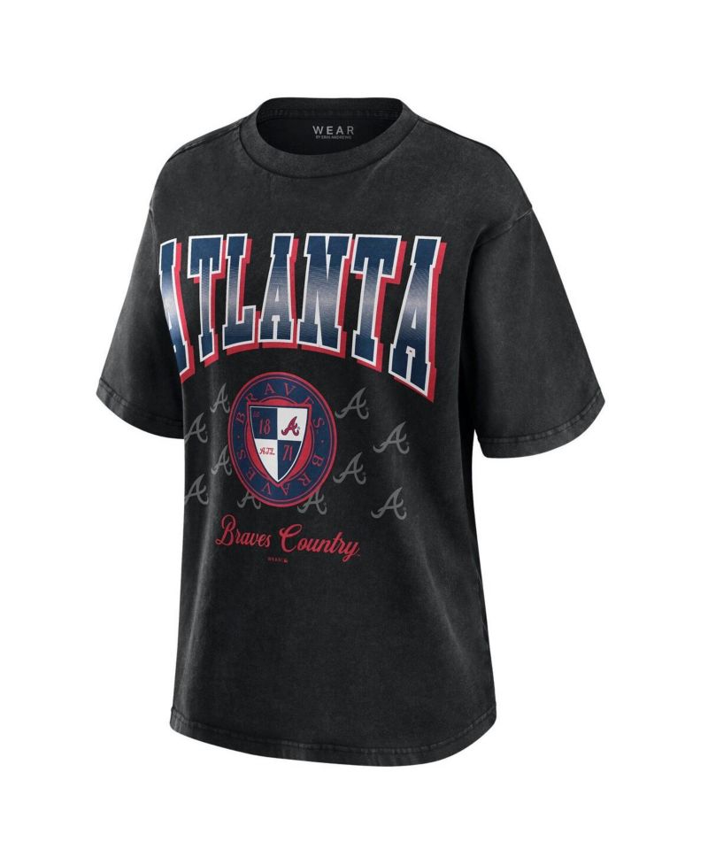 Women's Black Atlanta Braves Oversized Boyfriend T-Shirt