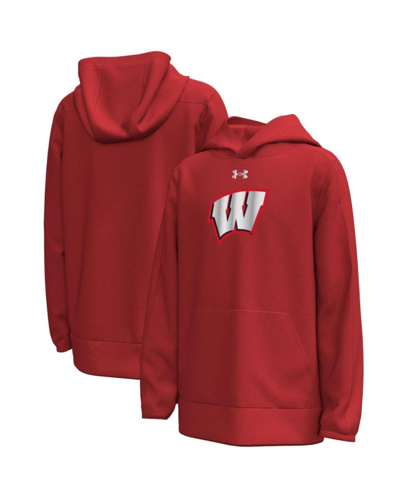 Big Boys and Girls Red Wisconsin Badgers 2026 Lambeau Field Collection Metallic Logo Fleece Hoodie