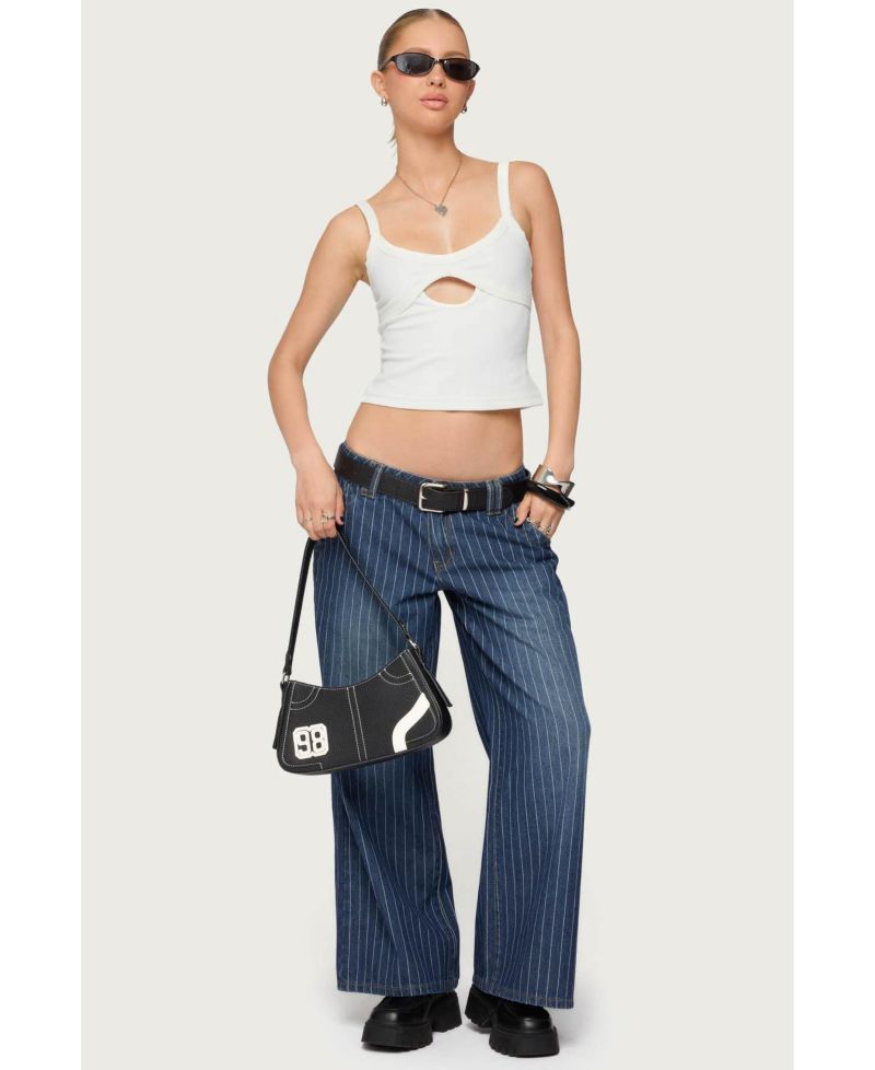 Women's Cory Striped Low Rise Baggy Jeans
